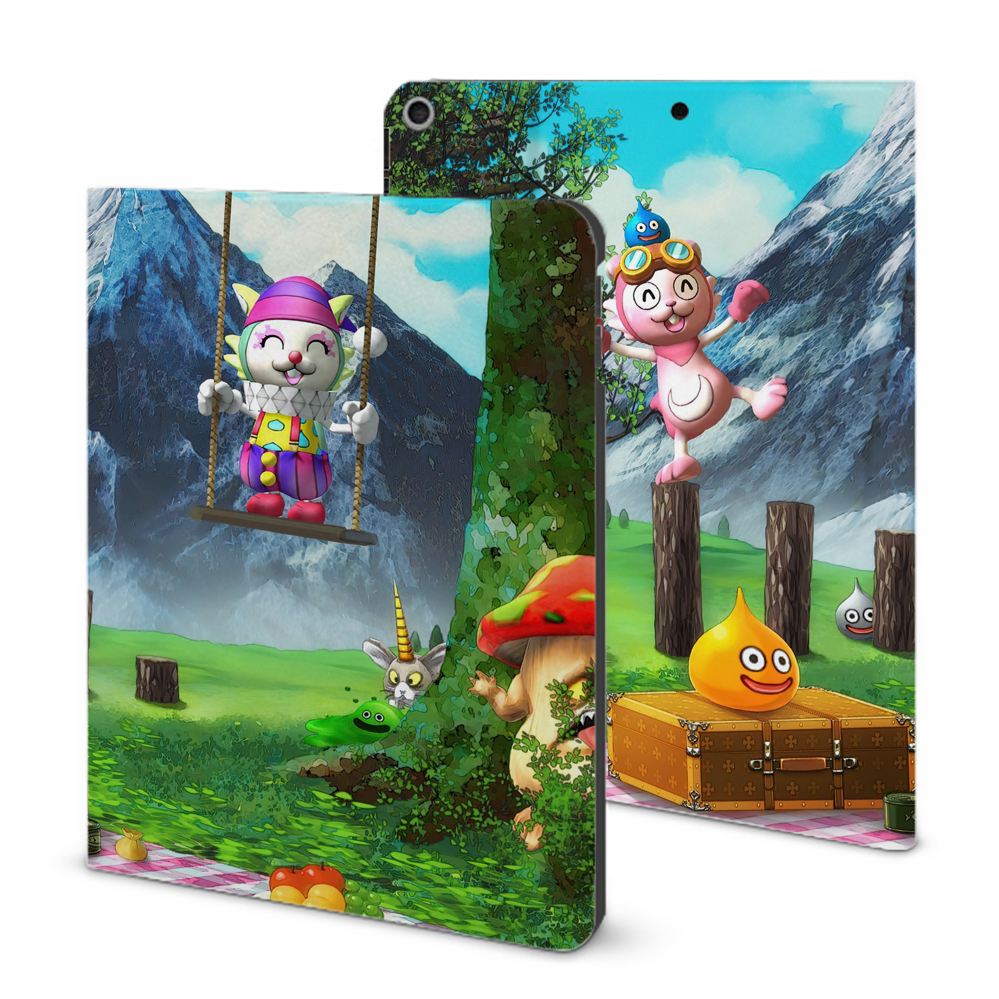 （画像用） ドラゴンクエスト Doragon Kuesuto Dragon Quest IPad ケース ブック型 PUレザー TPU 耐衝撃 軽量 薄型 ペン収納なし 全面保護 IPad 各モデル対応